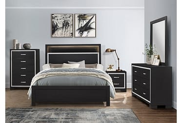 Bellante Black Queen 5 Piece Bedroom Set