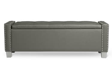 Silver Upholstered Storage Bench