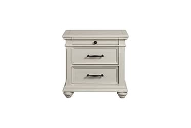 Slater White Nightstand With USB