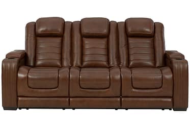 Backtrack Chocolate Leather 87″ Power Reclining Sofa
