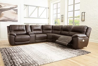 Dunlieth Chocolate Leather 109″ 6 Piece Sectional
