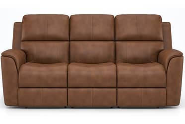 Henry Light Brown Leather Power Reclining Sofa