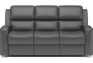 Linden Charcoal Leather Power Reclining Sofa