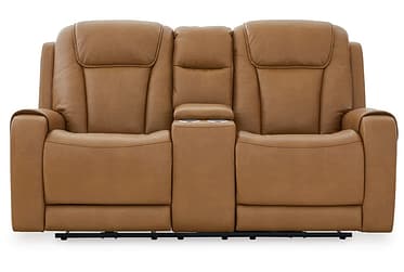 Card Player Cappuccino Dual Power Reclining Loveseat With Console