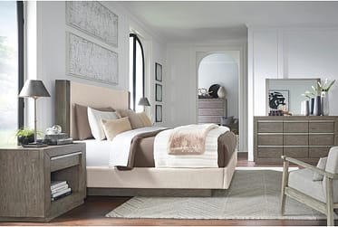 Anibeccca Gray Upholstered Queen 4 Piece Bedroom Set