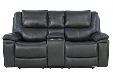 Hedva Gray Manual Reclining Loveseat With Console