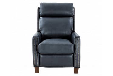 Anaheim Barone Navy Leather Pushback Recliner