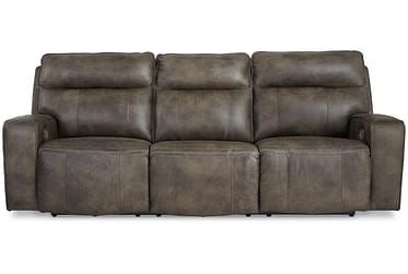 Game Plan Concrete Leather Dual Power Reclining Sofa