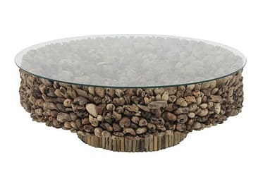 Driftwood And Glass Top Coffee Table