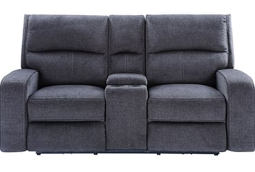 Lovell Charcoal Power Reclining Loveseat With Console