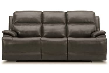 Bentley Graphite Leather Power Sofa