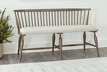 Americana Farmhouse Dusty Taupe Upholstered Bench