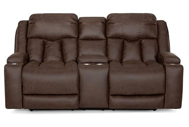 Denali Espresso Power Reclining Loveseat With Console