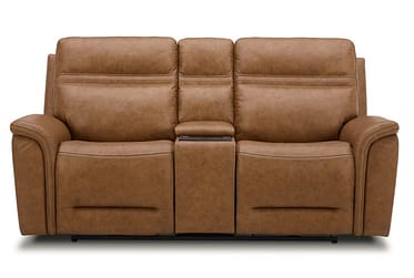 Cooper Camel Leather Power Reclining Loveseat With Console