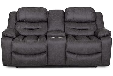 Decker Easter Slate Power Reclining Loveseat With Console