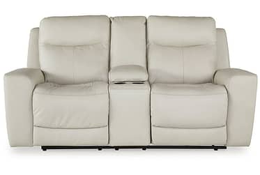 Mindanao Coconut Power Leather Reclining Loveseat With Console