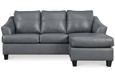 Genoa Steel Leather Sofa With Chaise