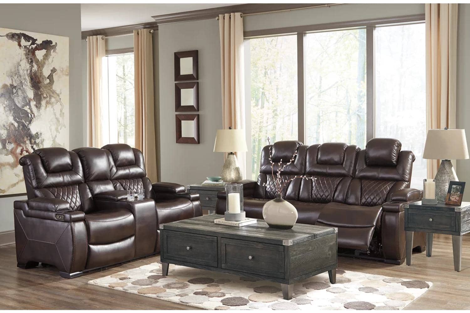 Warnerton Chocolate 88" Power Reclining 2 Piece Livingroom Set ...